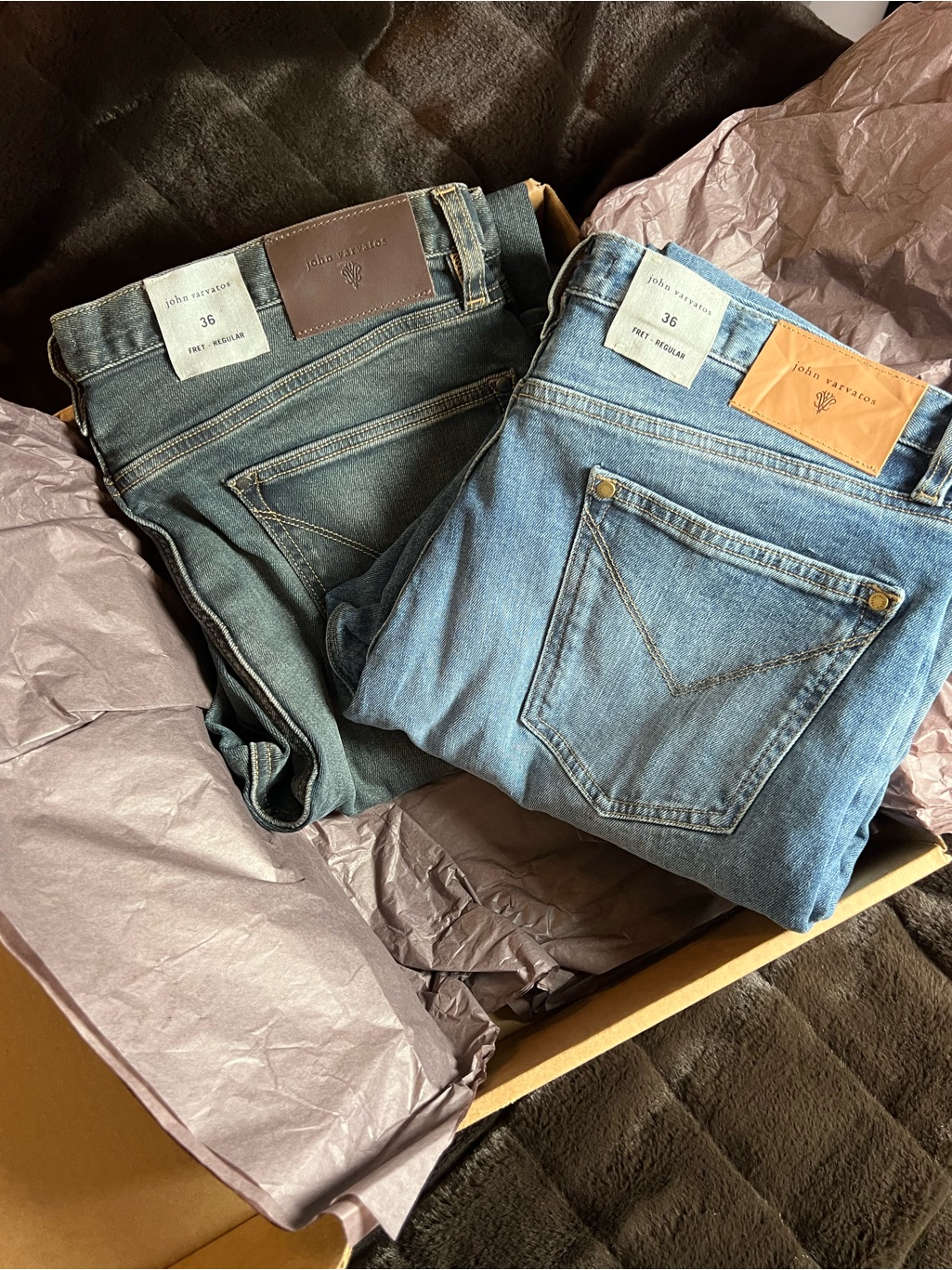 John Varvatos Men’s Blue And Grey/Blk Denim Jeans - Classic Fit